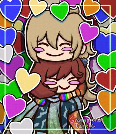 Simple background example with scribbled gradient. Features Kubo wearing a moogle hoodie from NEO: The World Ends With You.