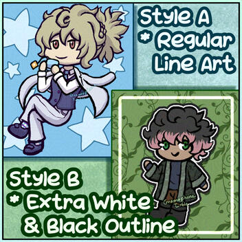 Style A: regular line art. Style B: paper cut out